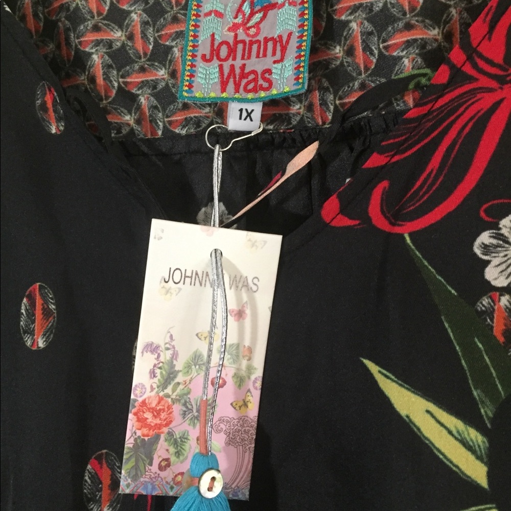 Johnny Was Jolie Floral Silk Boho Tunic Blouse - Picture 4 of 7